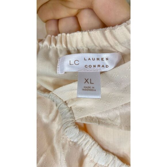 Laured Conrad Women's Peach Cottage Core Tiered Ruffled Peasant Midi Sundress XL - Picture 3 of 4